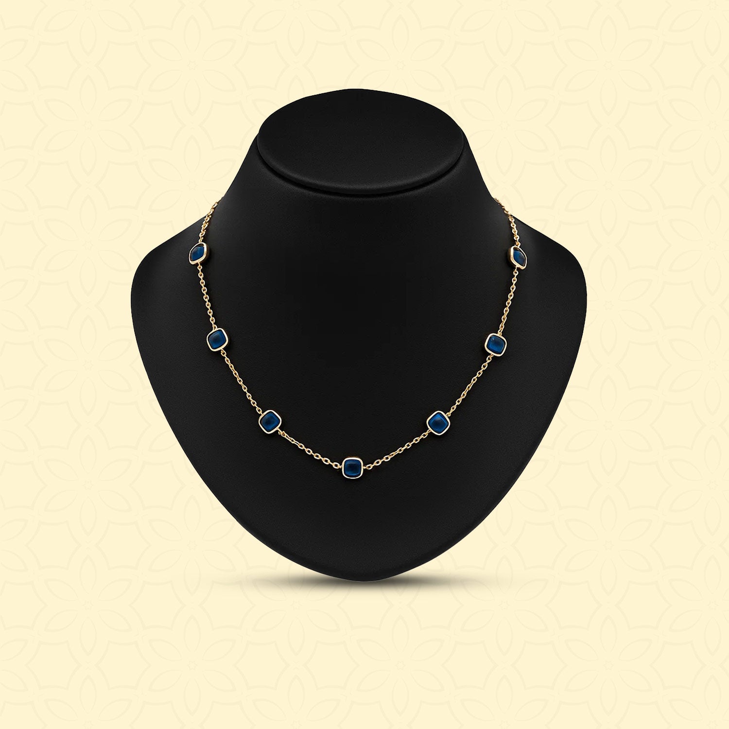 Rose Gold Blue Stone Drop Necklace