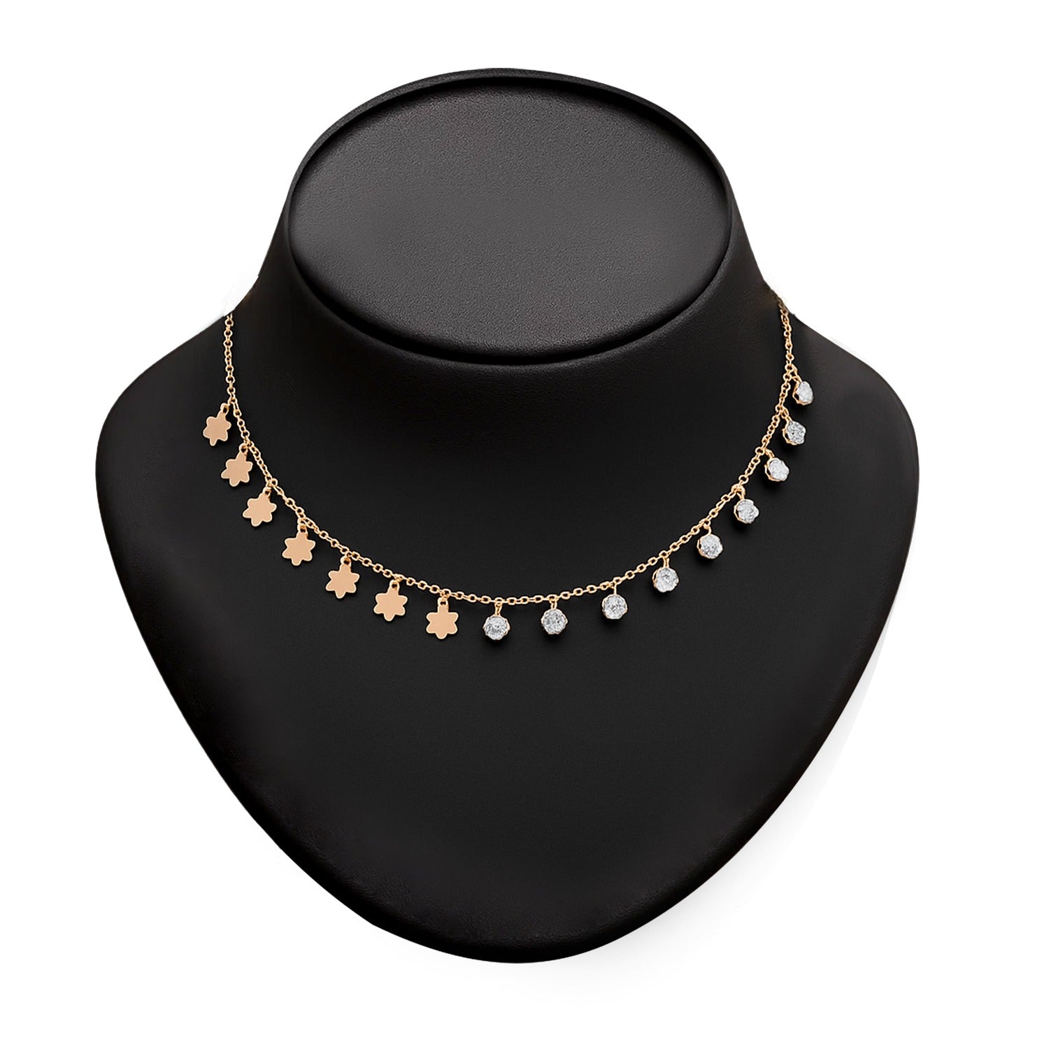 Charms Necklace with White CZ Stones