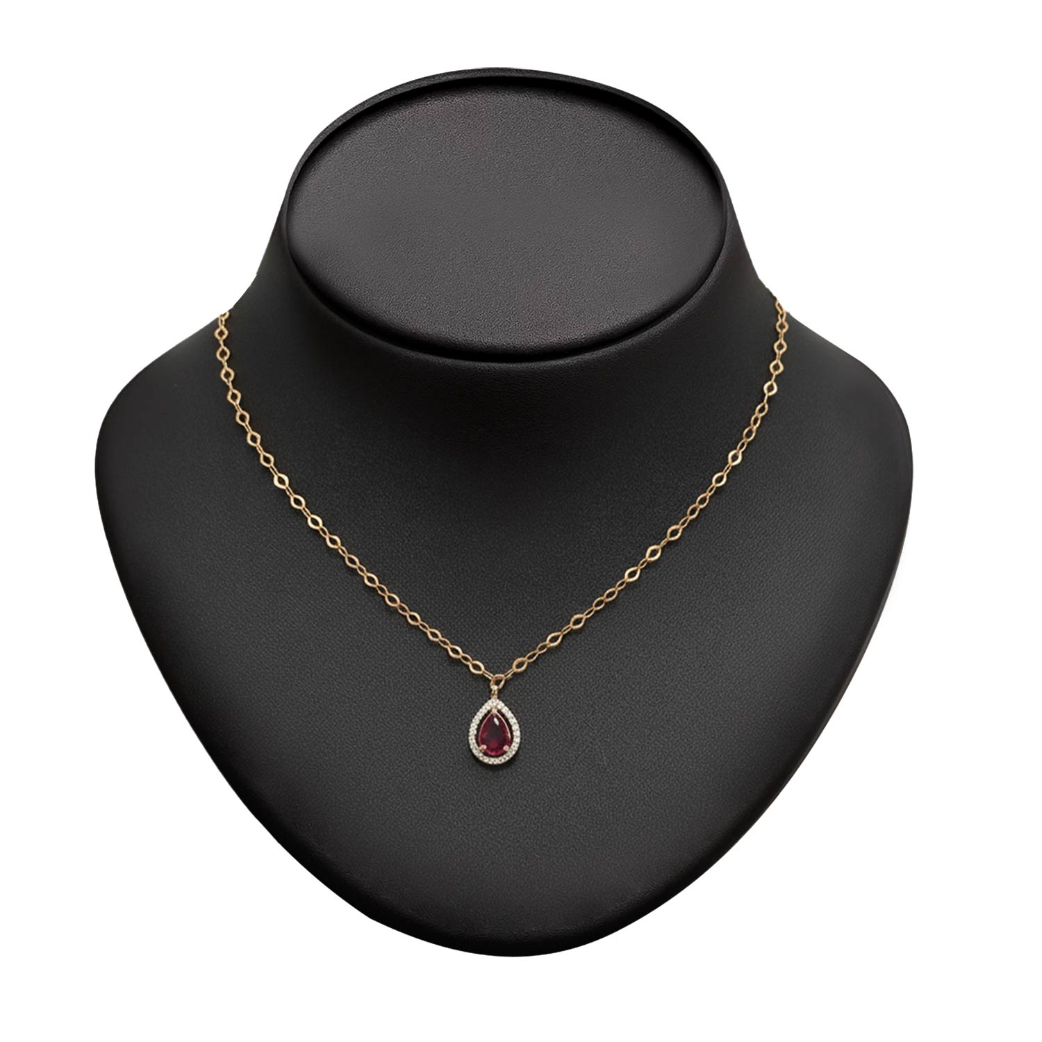 Single Pear-Shaped Red Stone Necklace