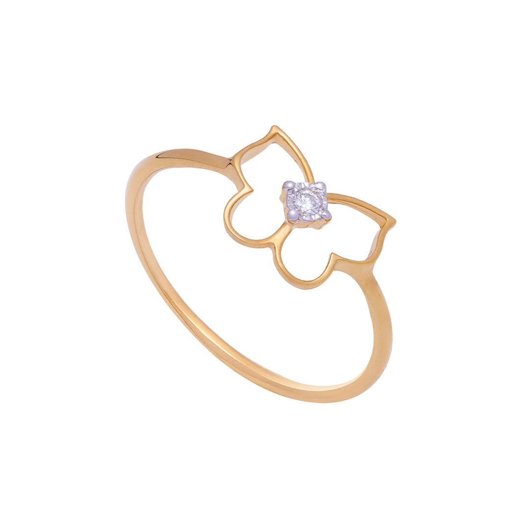 Butterfly Diamond Ring in Yellow Gold