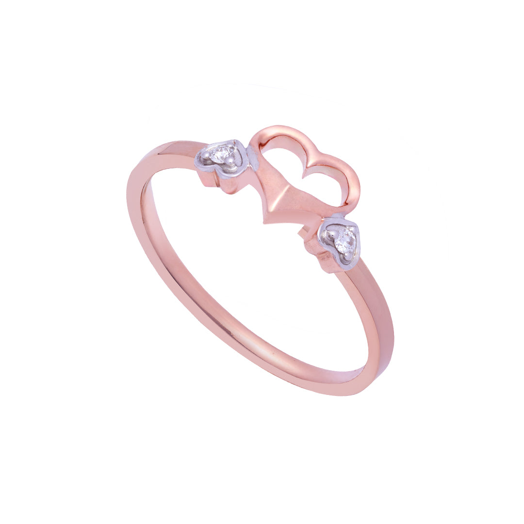 Rose Gold Diamond Heart-Shaped Ring for Women