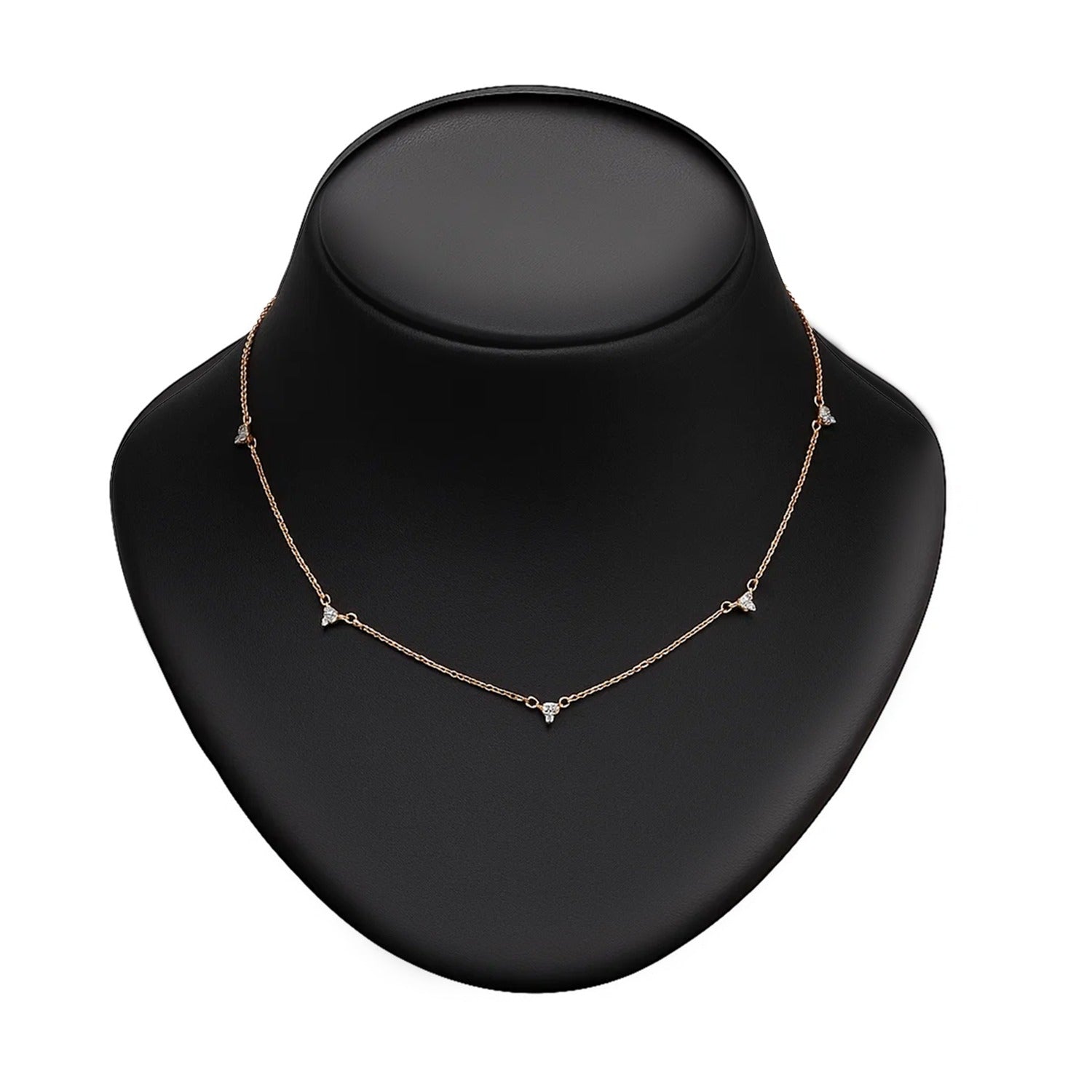 Rose Gold Three Stone CZ Necklace