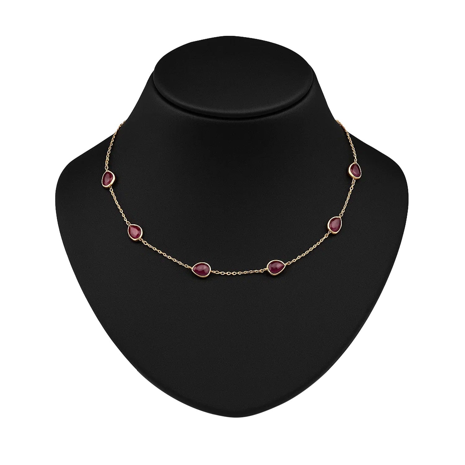 Rose Gold Red Stone Drop Necklace
