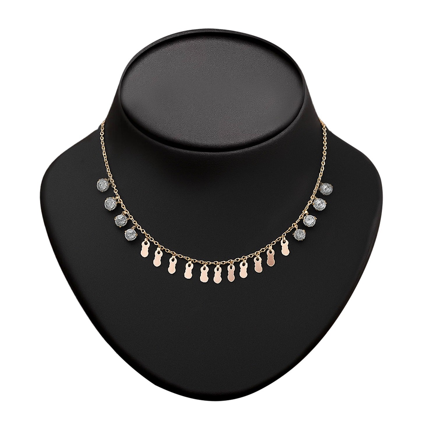 Charms Necklace with White CZ Stones