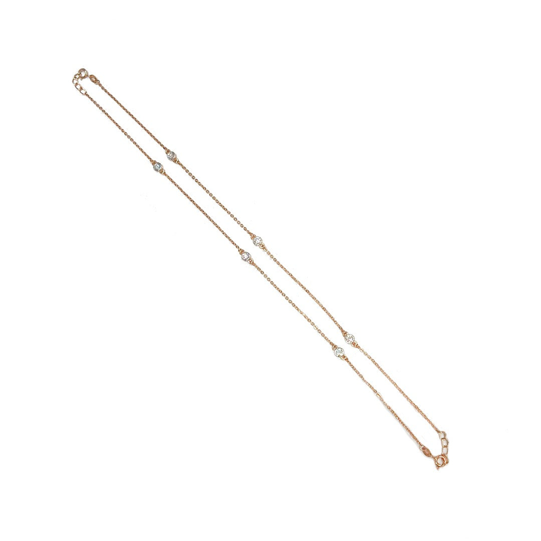 White CZ Stone Studded Anklet